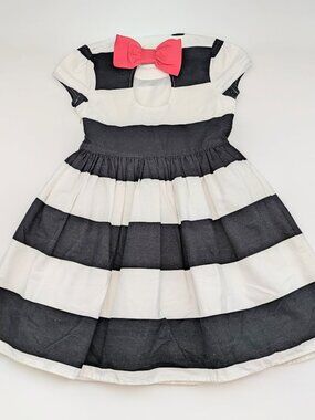 Gymboree Girls' (Size 5) Short- Sleeve Wide-Striped Party Dress w/Back Pink Bow